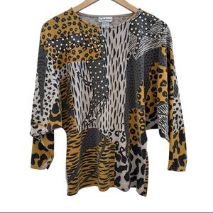 Vintage Dolman Sleeve 80’s Animal Print Top
